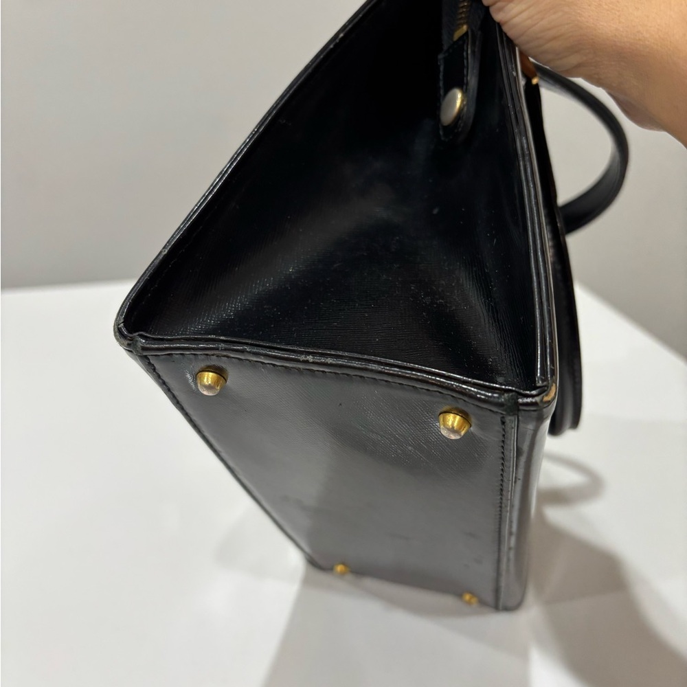 Vintage Gianni Versace Medusa Top Handle Satchel Black Gold Hardware 1990s Italy - Picture 11 of 12